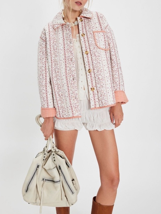 Free People Jackets & Blazers - Free People Alexie Print Boxy Quilted Jacket-Size Medium MSRP $198